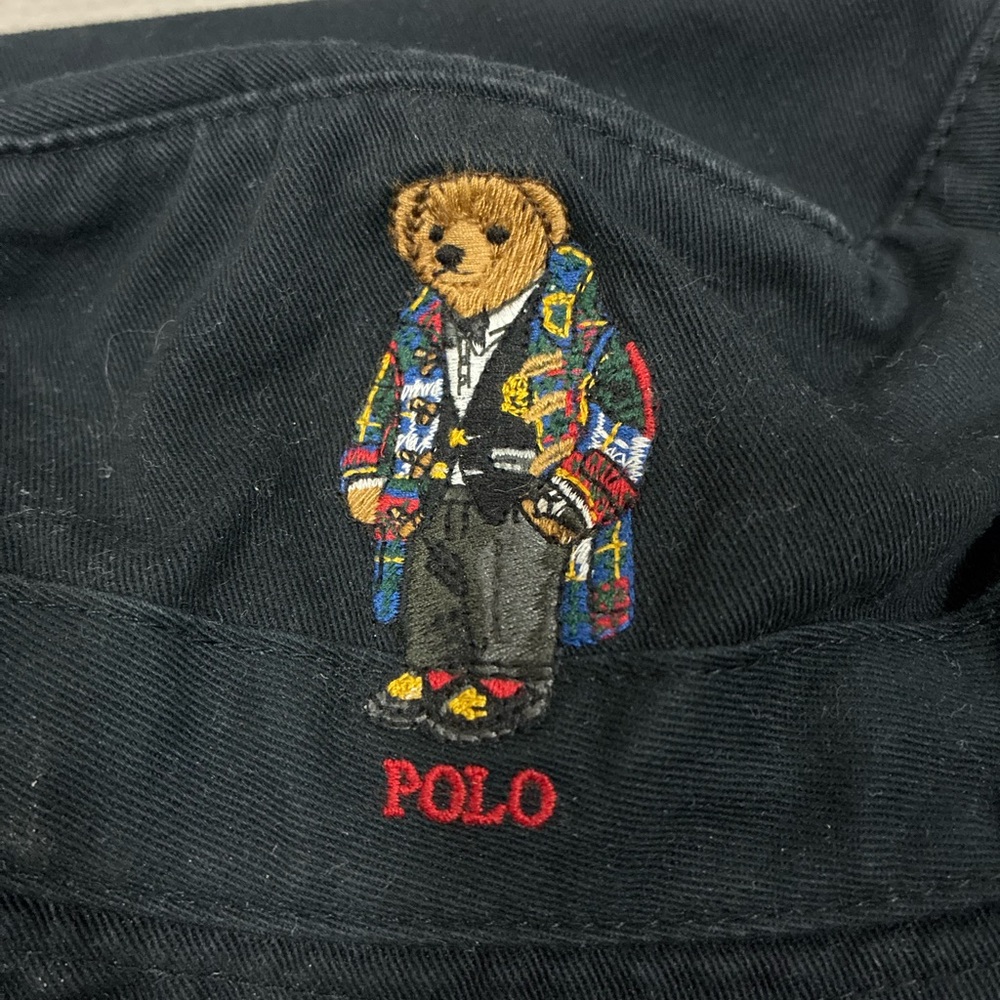 Polo by Ralph Lauren Bear Embroidered Black Bucket Hat L-XL